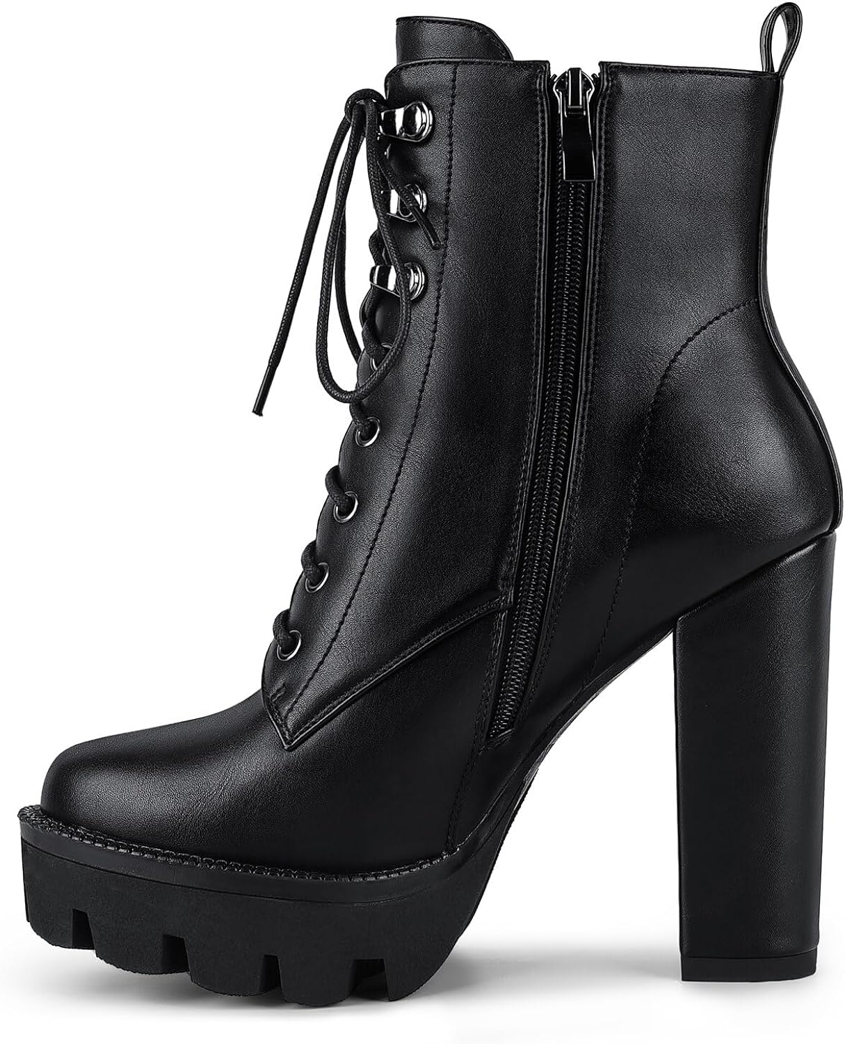 wetkiss Platform Boots for Women, Heeled Combat Boots Chunky Heel ...